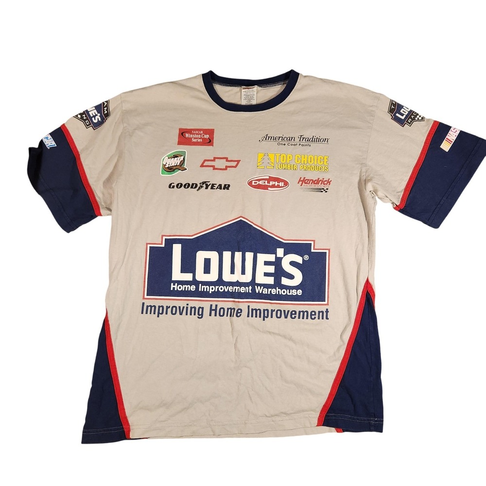 Vintage Team Lowe's Racing Shirt Mens XXL Gray NASCAR Racing Jimmie Johnson 48